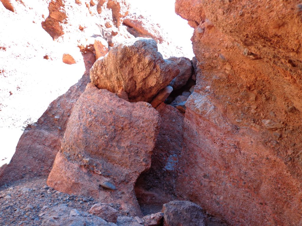 This small dry fall is a little tricky because the rock is loose and breaks off.  I actually got a bad cut right here: