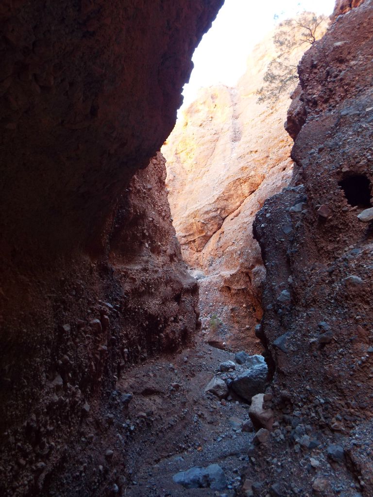 There were some darker passages contrasting with the sunlight on the canyon walls in the background: