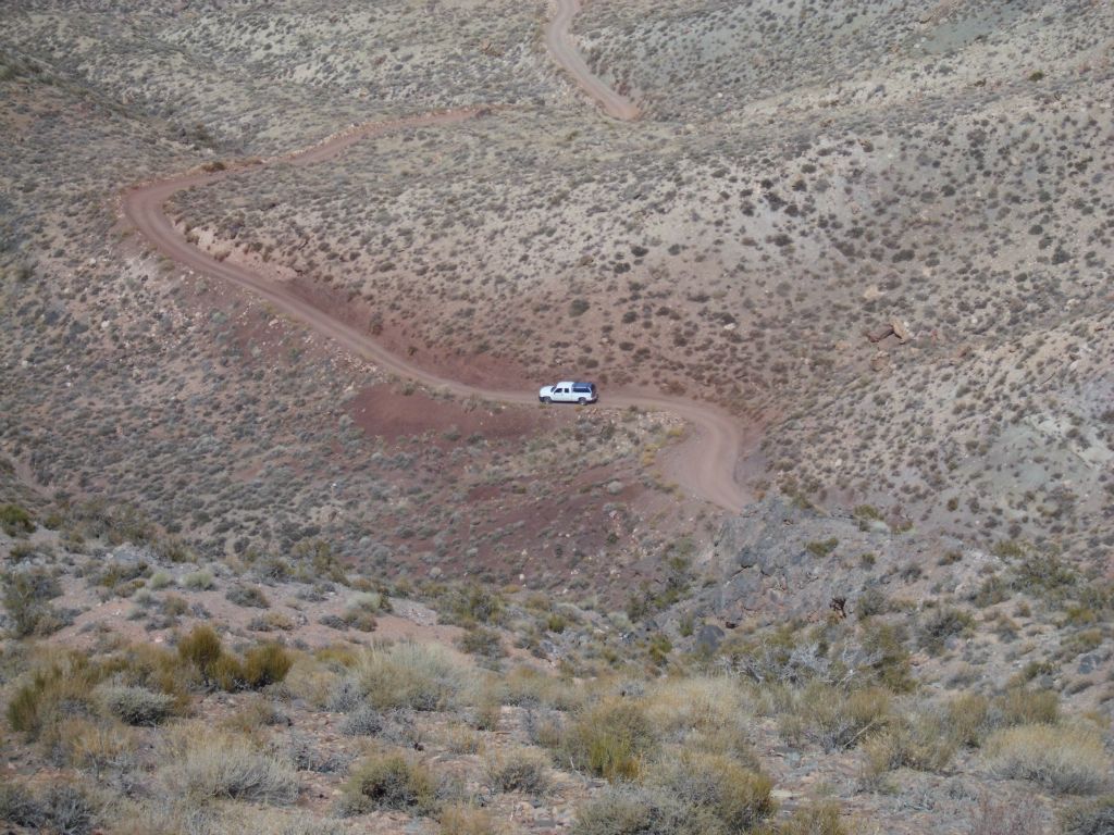 Steve Sr., Sally, and Daria leaving Red Pass and driving down through Titus Canyon while we did the hike: