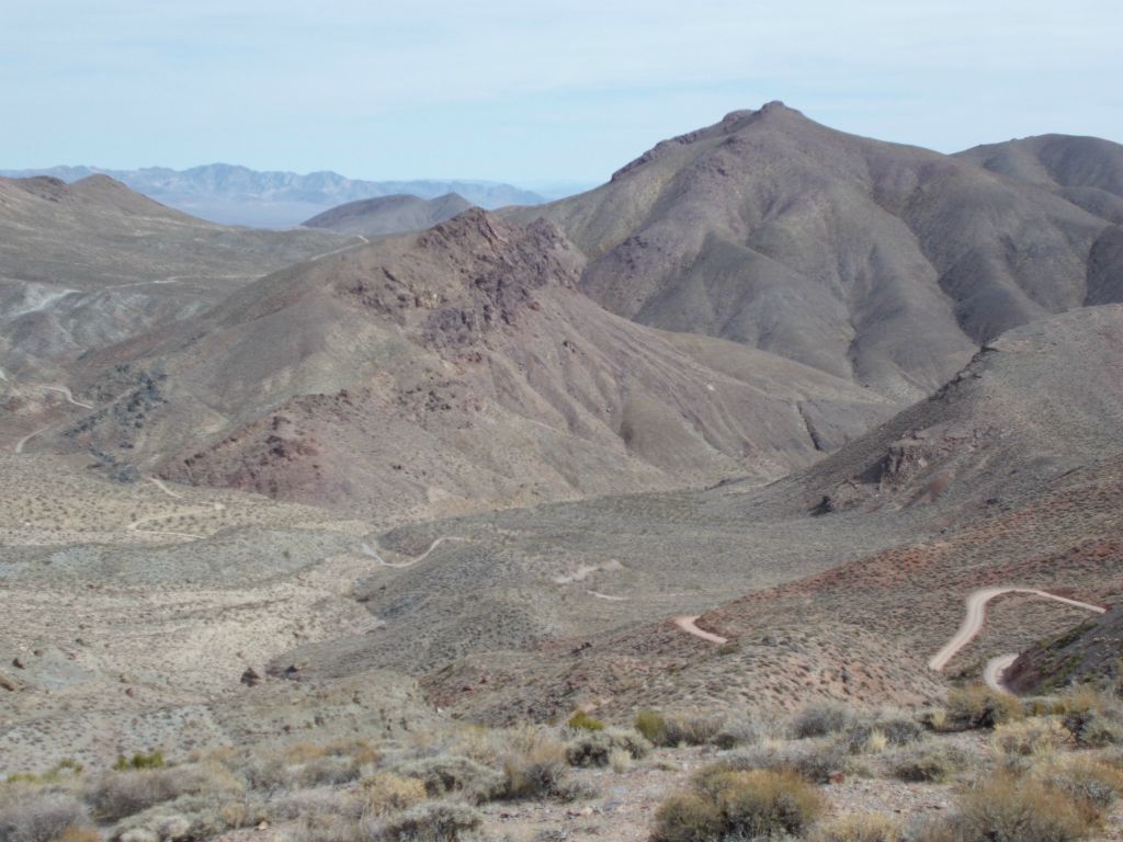 Looking back the other way to see Titus Canyon Road coming this way from Nevada: