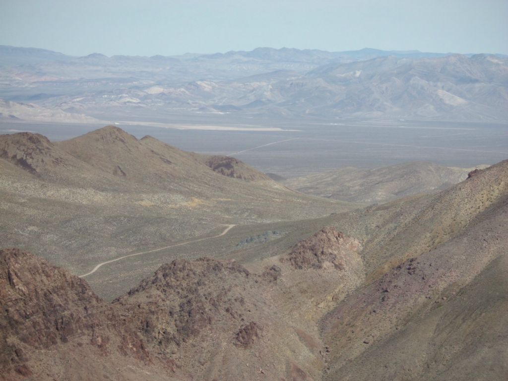 Now we could see far back into Nevada and the beginning straight section of Titus Canyon Road: