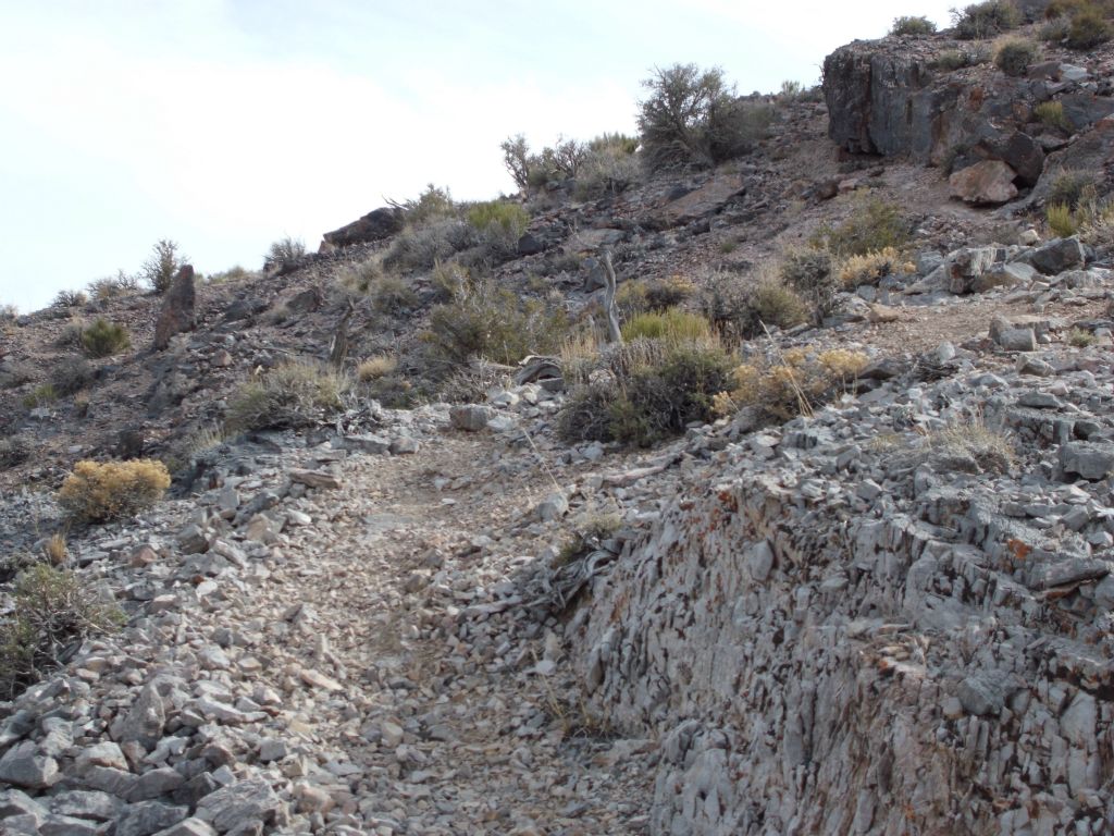 Time to start watching our footing more carefully with loose rocks and greater steepness, as shown in the next three pictures: