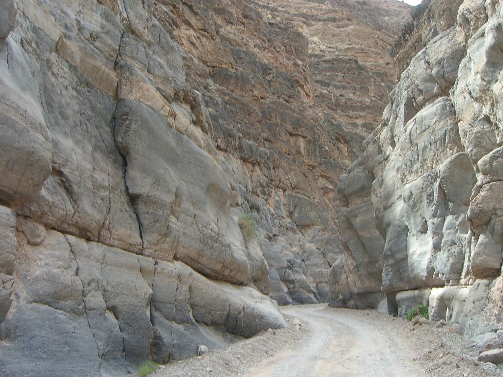 Very tight narrows in the lower canyon with only enough space for vehicles to get through: