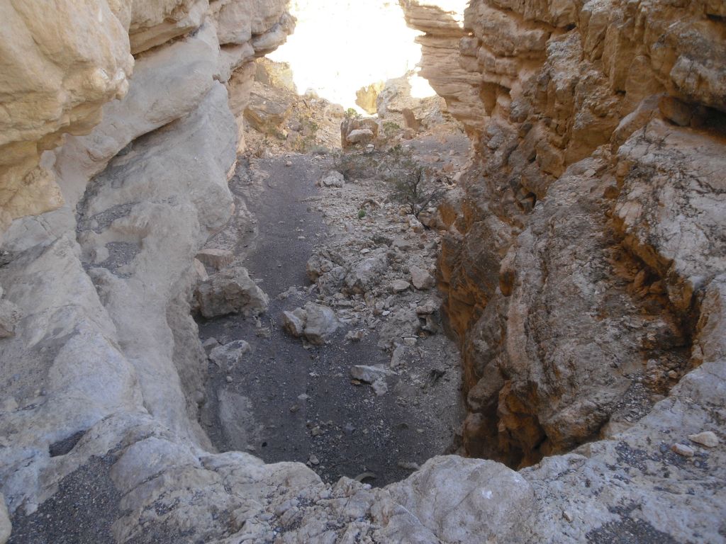 Looking back down the narrow stretch of canyon from above the 2nd dry fall: