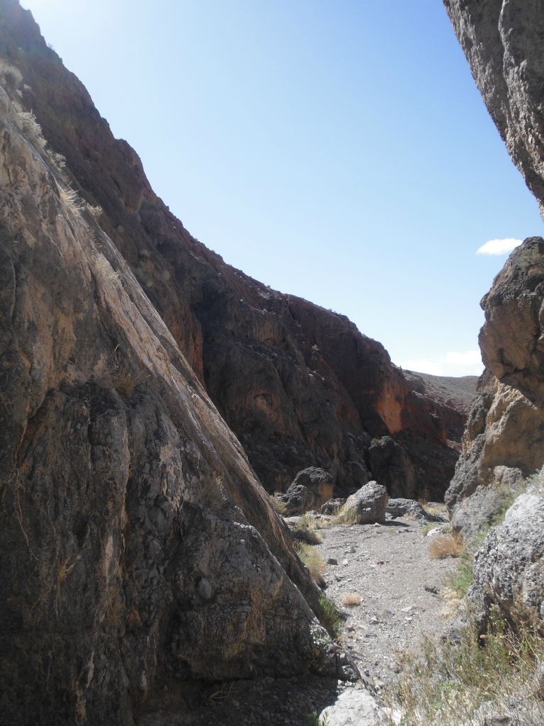 Two pictures taken looking back down the canyon while climbing the 4th dry fall: