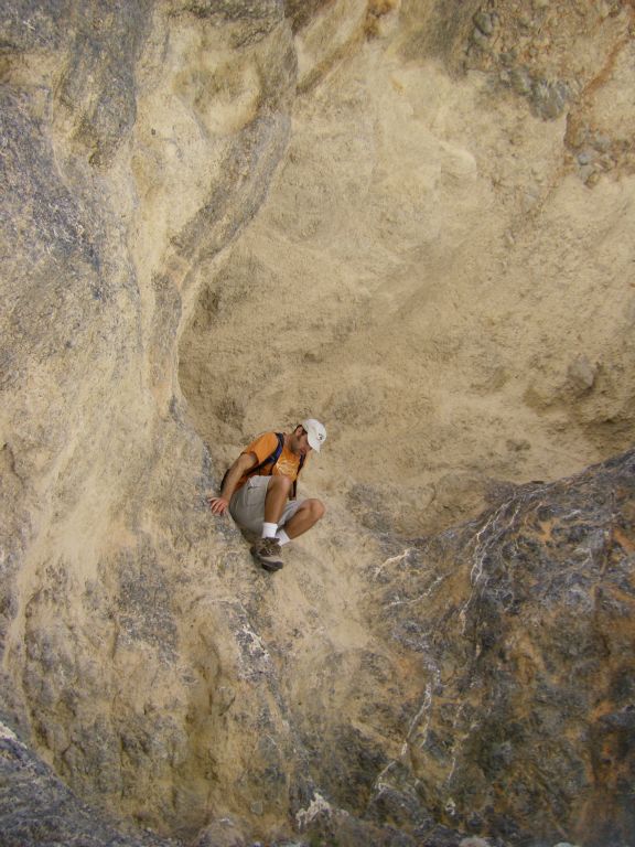 Time to head back down canyon, and with it a lot of uncomfortable down climbing.  I definitely don't recommend trying to climb the 5th major dry fall or any other ones that might make someone uncomfortable: