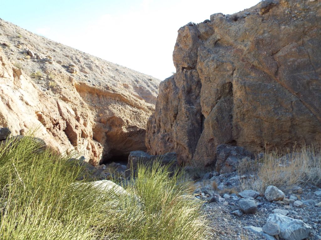 This view shows the steep terrain on the hillside above the left side of the canyon.  As you can see, a bypass just wouldn't work in this area: