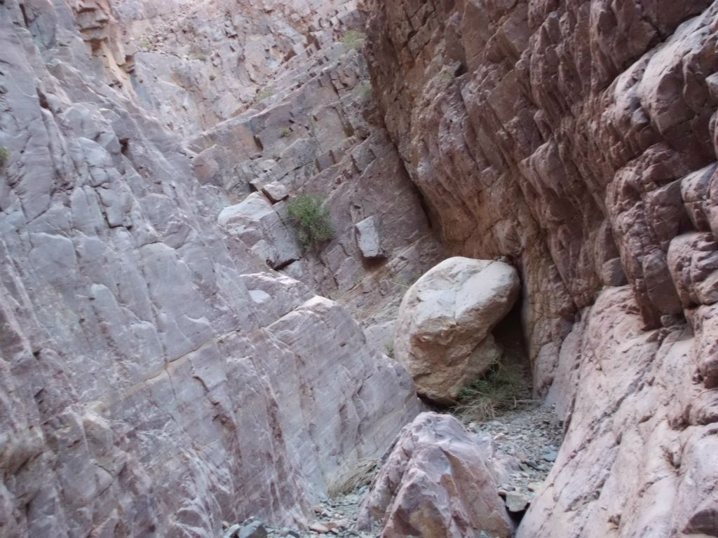 A series of small ledges which must be climbed down to continue through the narrows: