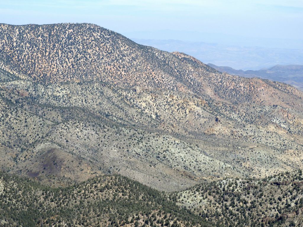 Zooming in on the canyon area beneath Coyote BM along with the hiking ridge leading up to the summit: