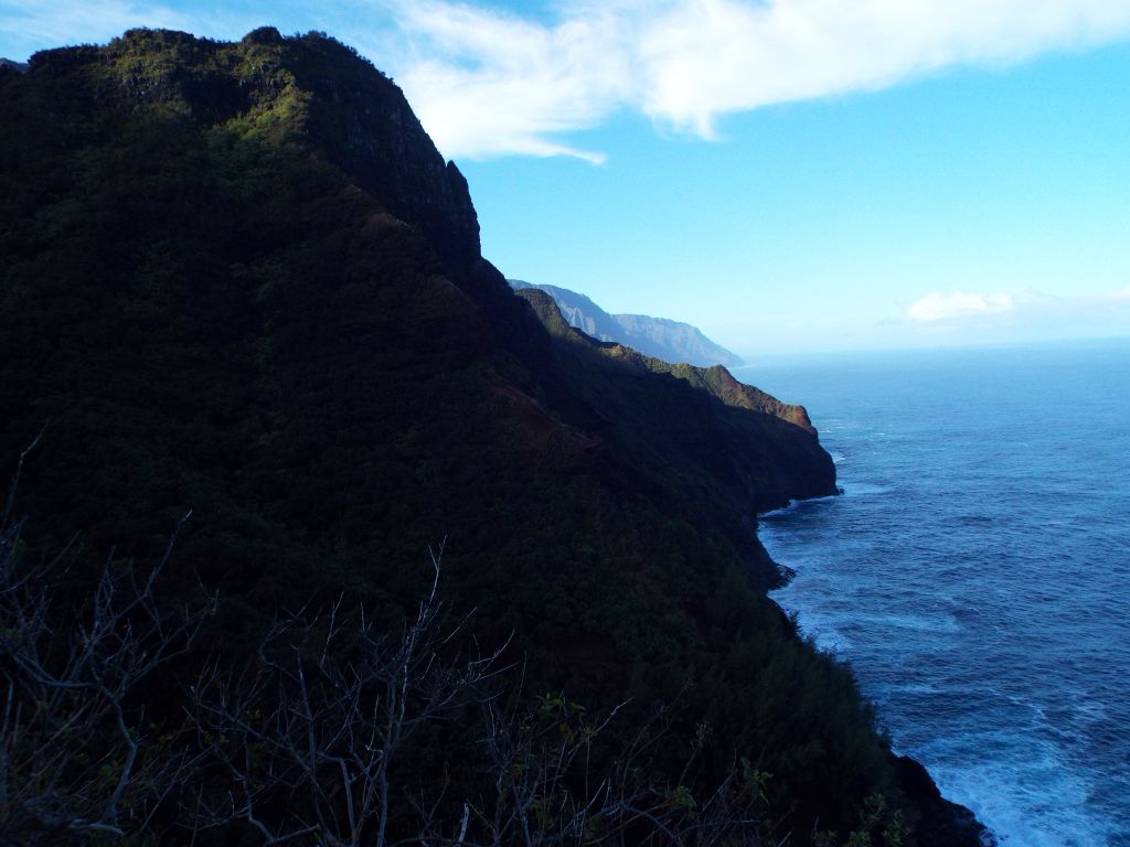 At about the 4 1/2 mile mark, this is the view of the Na Pali Coast ahead: