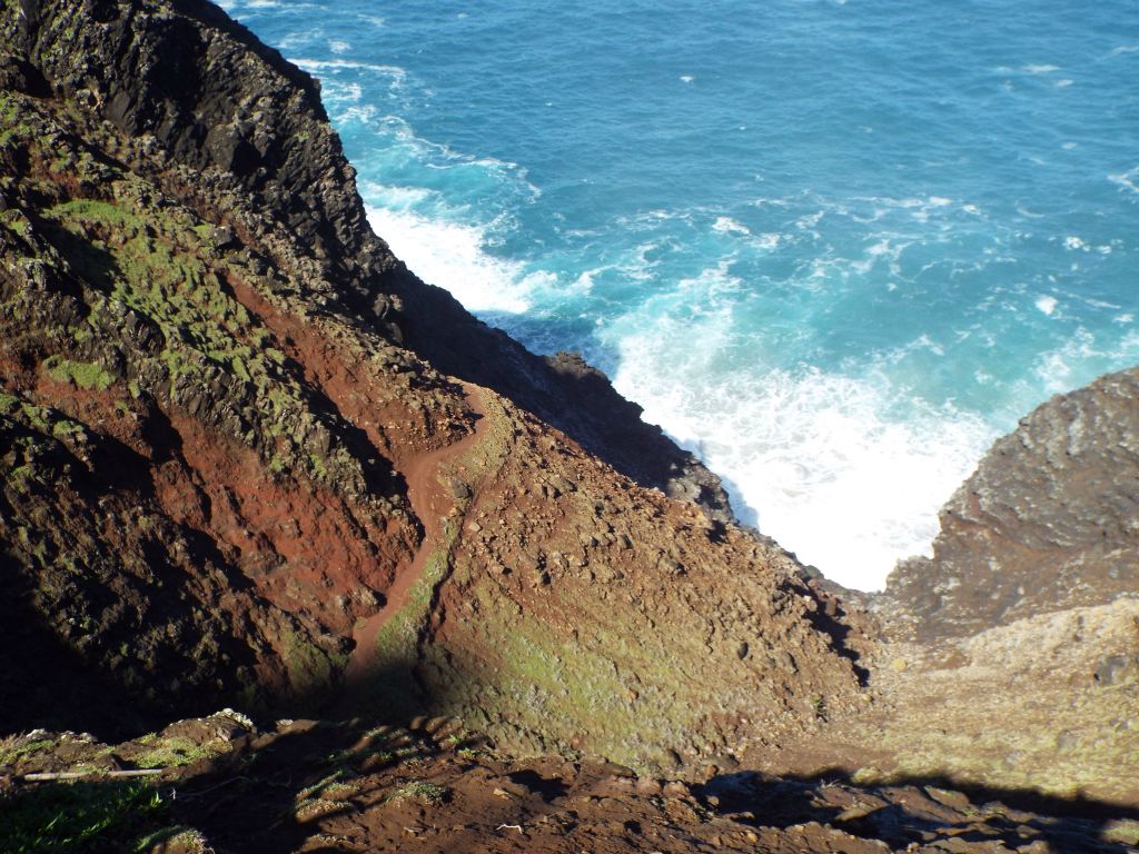 This view looking down from the switchbacks shows the huge elevation drop in the trail: