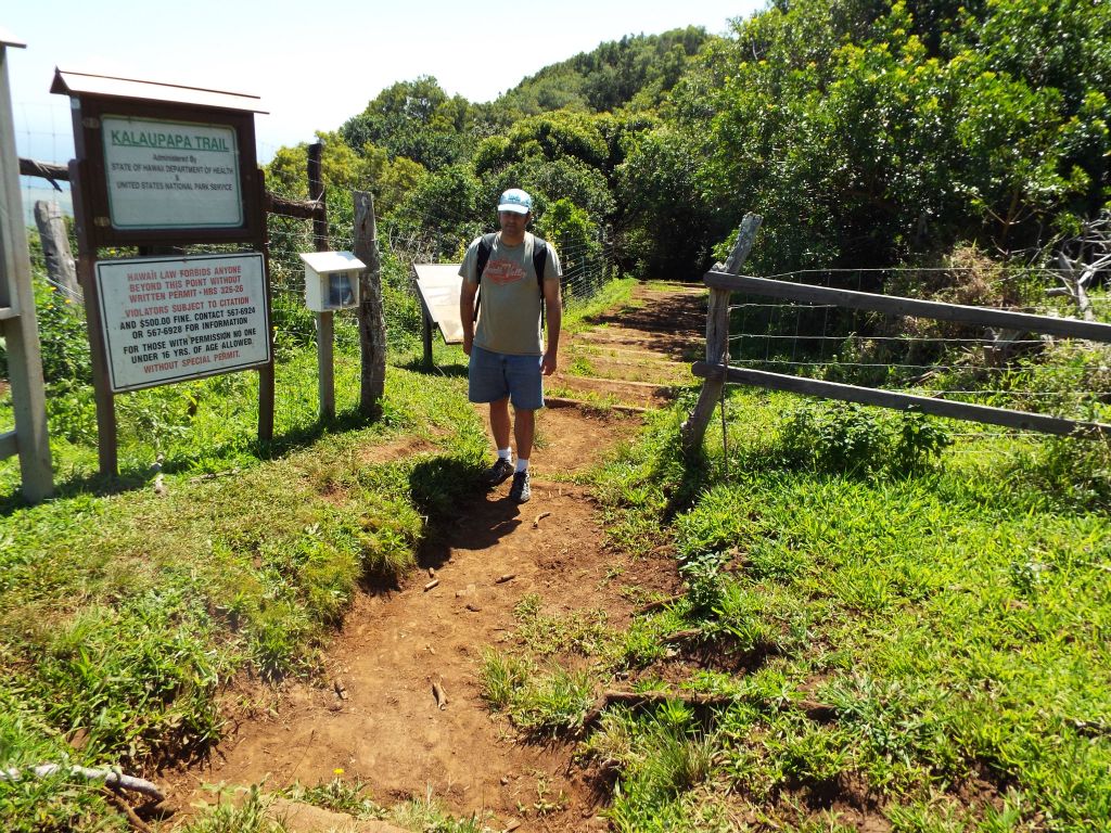 A picture of me at the official start of the Kalaupapa Trail: