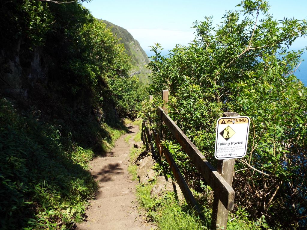 Don't forget that these switchback are cutting in and out alongside steep cliffs above, so falling rocks are truly a danger: