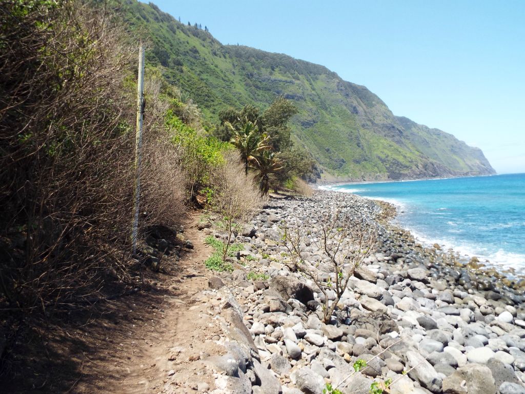 Looking back at the trail and majestic sea cliffs in the background: