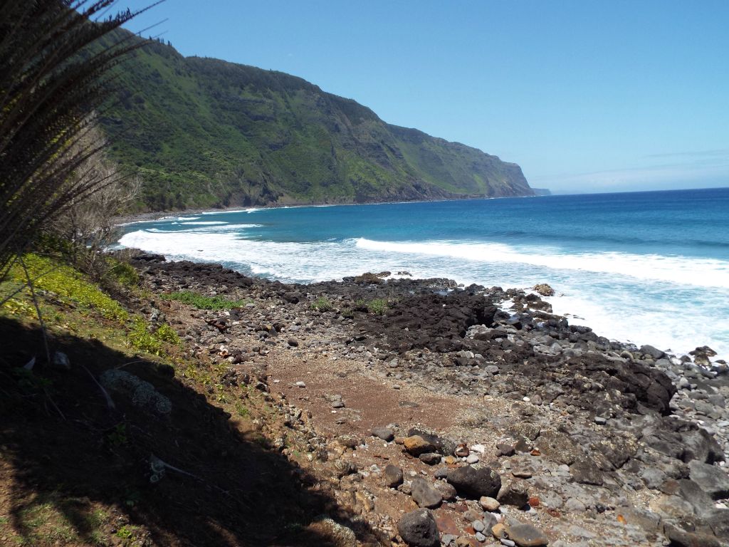 As you hike farther along the peninsula toward the gathering spot for tours, the western sea cliffs can be seen more clearly: