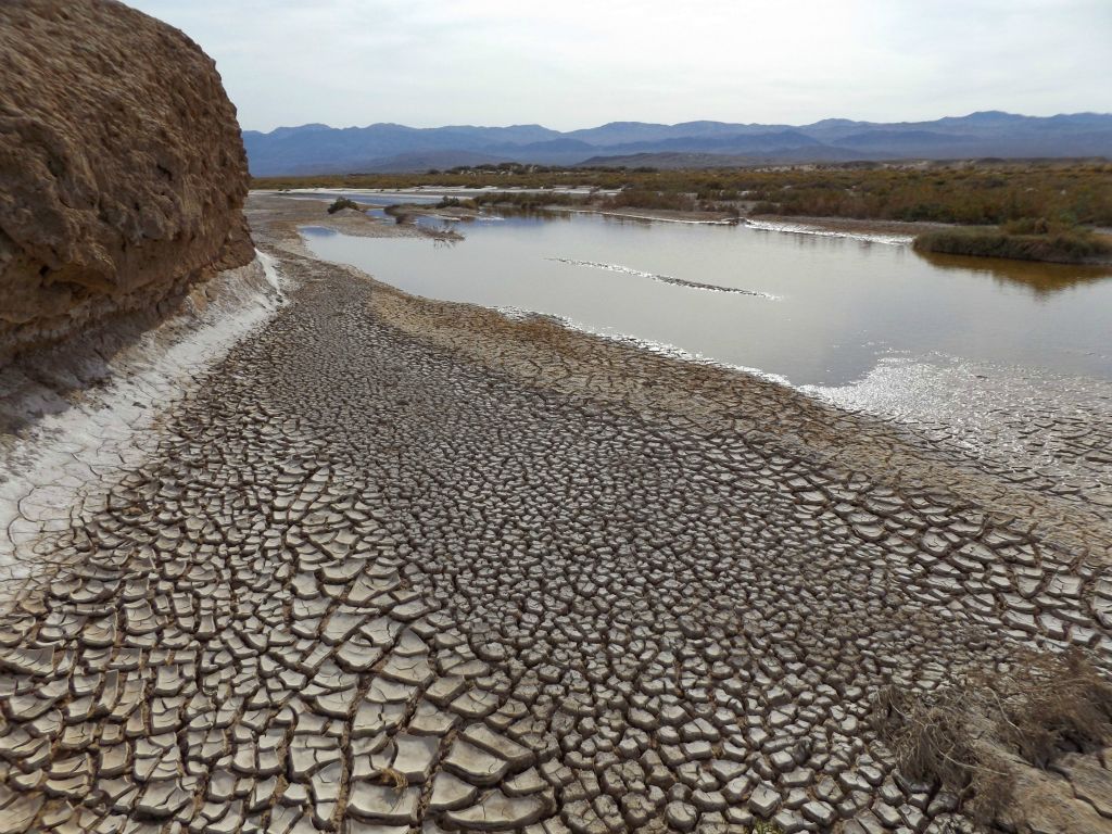 More unique patterns of cracked mud along the riverbank: