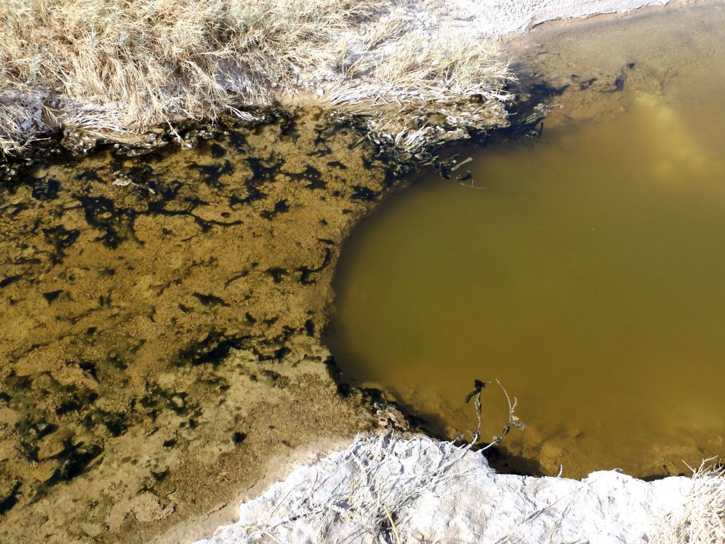 A shallow channel flows into a deeper channel at this spot: