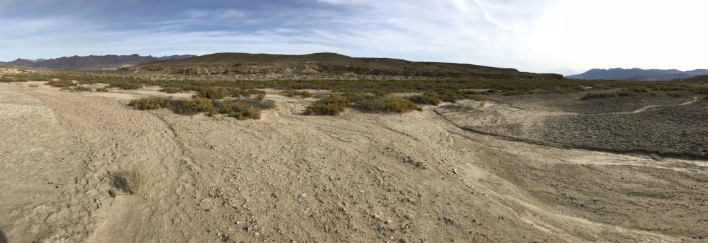 Panoramic of the downstream portion of the Amargosa River where we turned south: