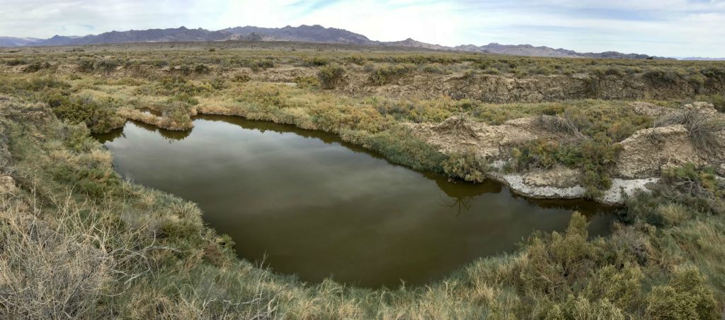 Panoramic of the final larger pond of Valley Spring that we ended up finding: