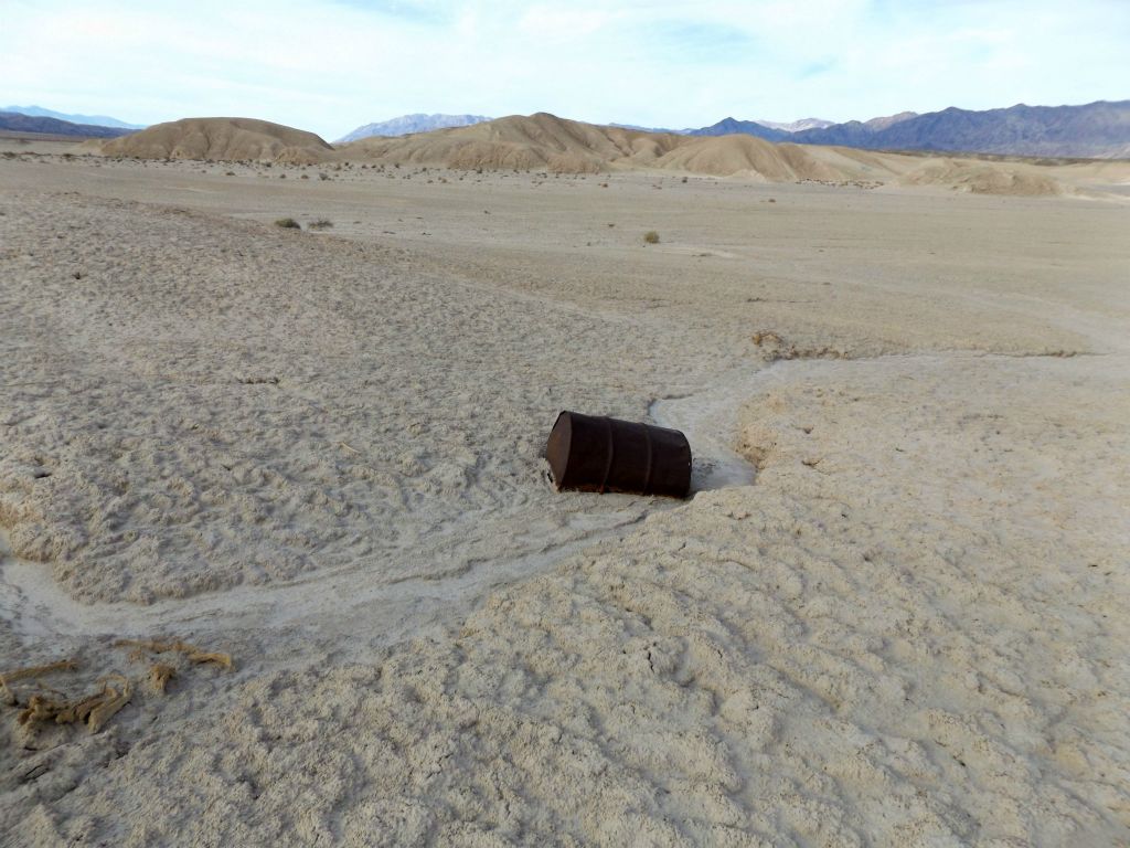 On the way back, we spotted a couple of these rusting barrels embedded in the soil: