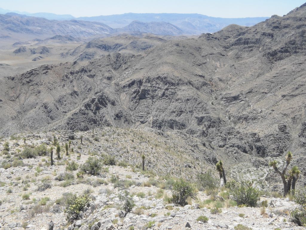 In the next two pictures, follow the ridge back down with your eyes into the canyon to the right.  This is our route:
