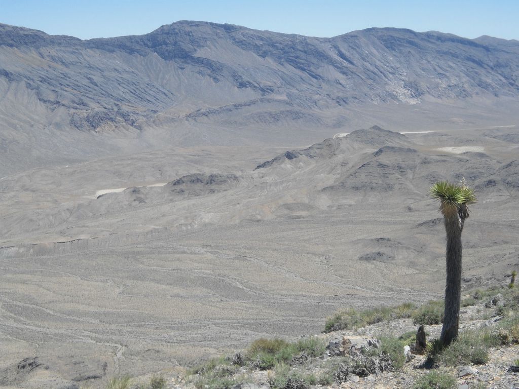 View looking down towards the north-south wall and the route we hiked in on earlier:
