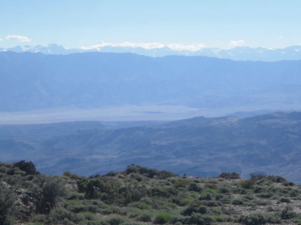 Looking directly to the west across the Inyo Mountains to the Sierras: