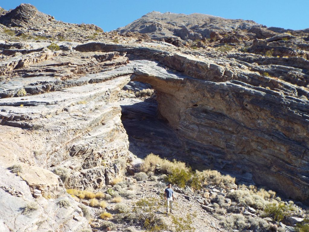 A picture of Mel at the bottom of Grand View Arch: