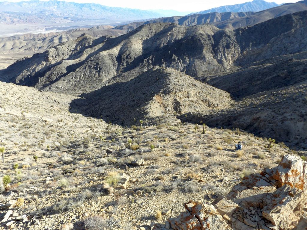 From here, we dropped into the gully on the left and followed it down: