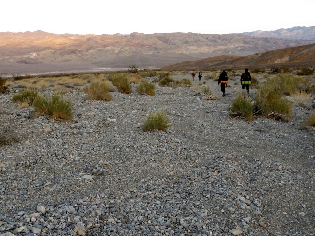 Our group is now heading toward the same red hillside tip that we had first targeted yesterday during our hike up to Skookum: