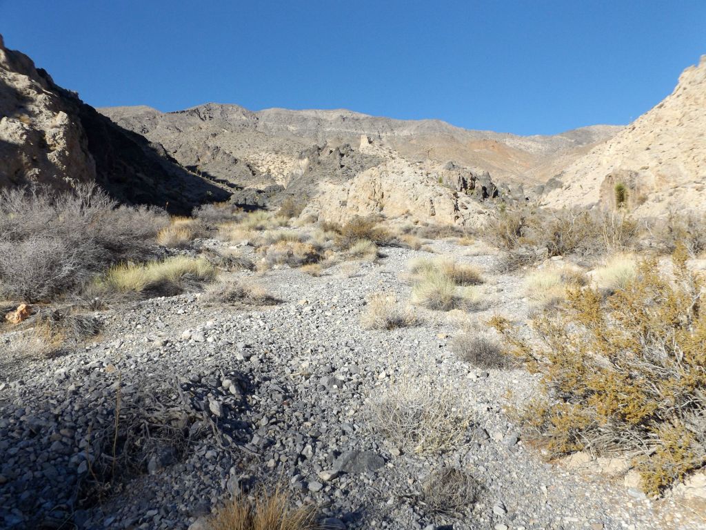 Up ahead, we encountered a major junction in the canyon.  For our route, we needed to stay to the left here: