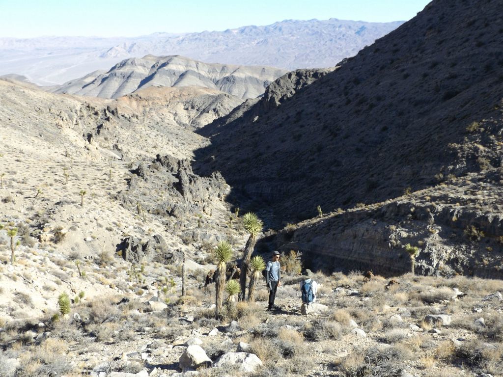Josh and Tom resting up before the long, hard climb while enjoying the views back down canyon: