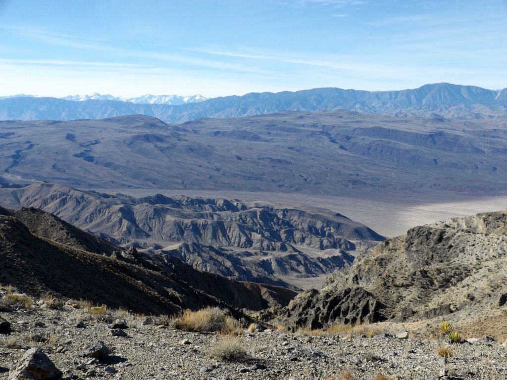 In the foreground, the southern end of Eureka Valley is visible.  In the far background, we could see the Sierras: