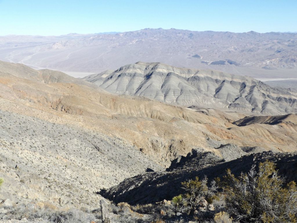 The hillside with distinct lines along the slopes and colorful stripes looks even more impressive from up here: