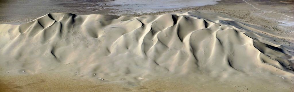 Fully zoomed panoramic view of the Eureka Sand Dunes: