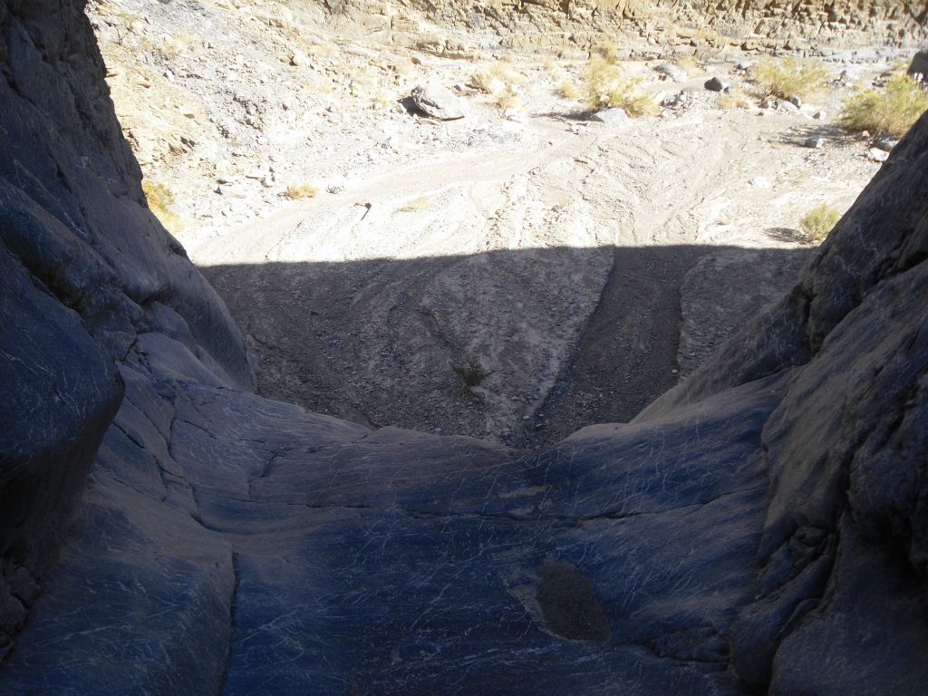 View from the top of the 12-foot dry fall after finally managing to climb it: