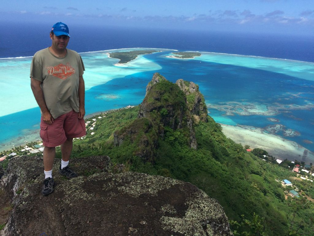 The final picture from our hike shows me standing on the summit of Mt. Teurafaatiu: