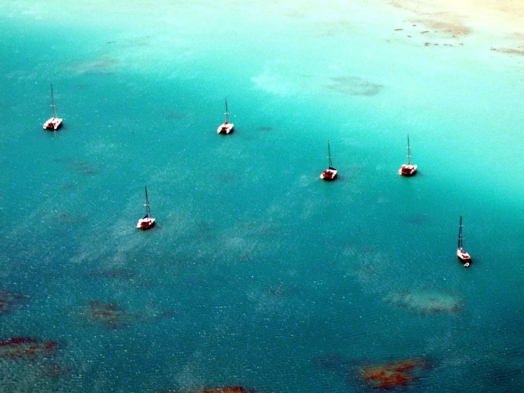 Here is a zoomed in look at the six sailboats which we spotted earlier near the beginning of the hike: