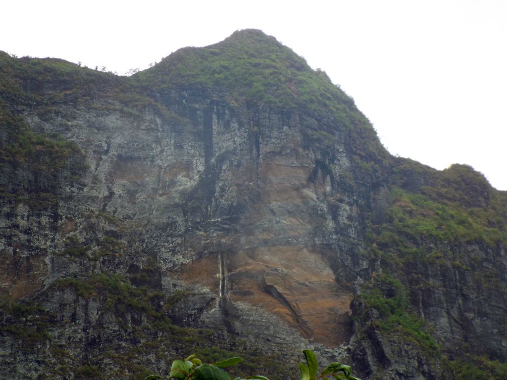 View to the south from Three Pines Pass showing the mountain with a sheer rock face that we had spotted earlier: