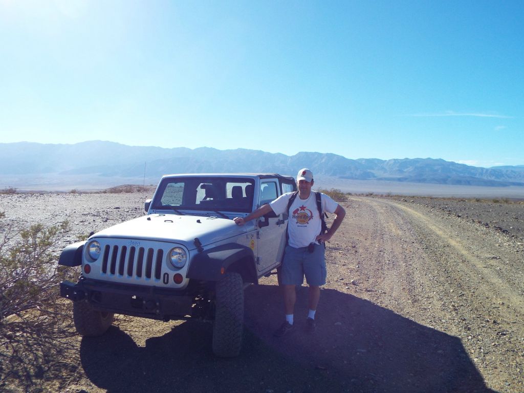 Parking our rental Jeep along a desolate stretch of the East Side Panamint Valley Road: