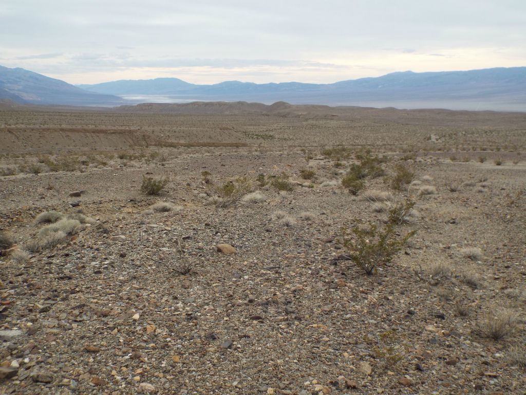 Looking back down the terrain of the hillside or foothills we were hiking on: