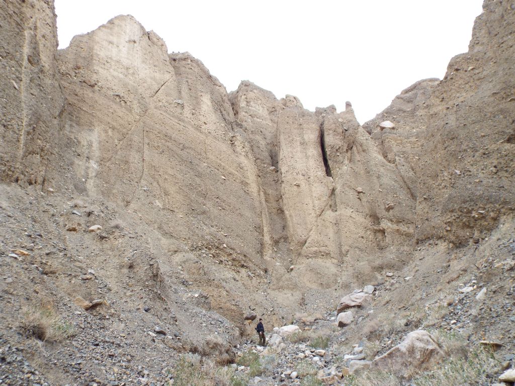 This picture shows Tobin in the distance being dwarfed by the canyon wall behind him: