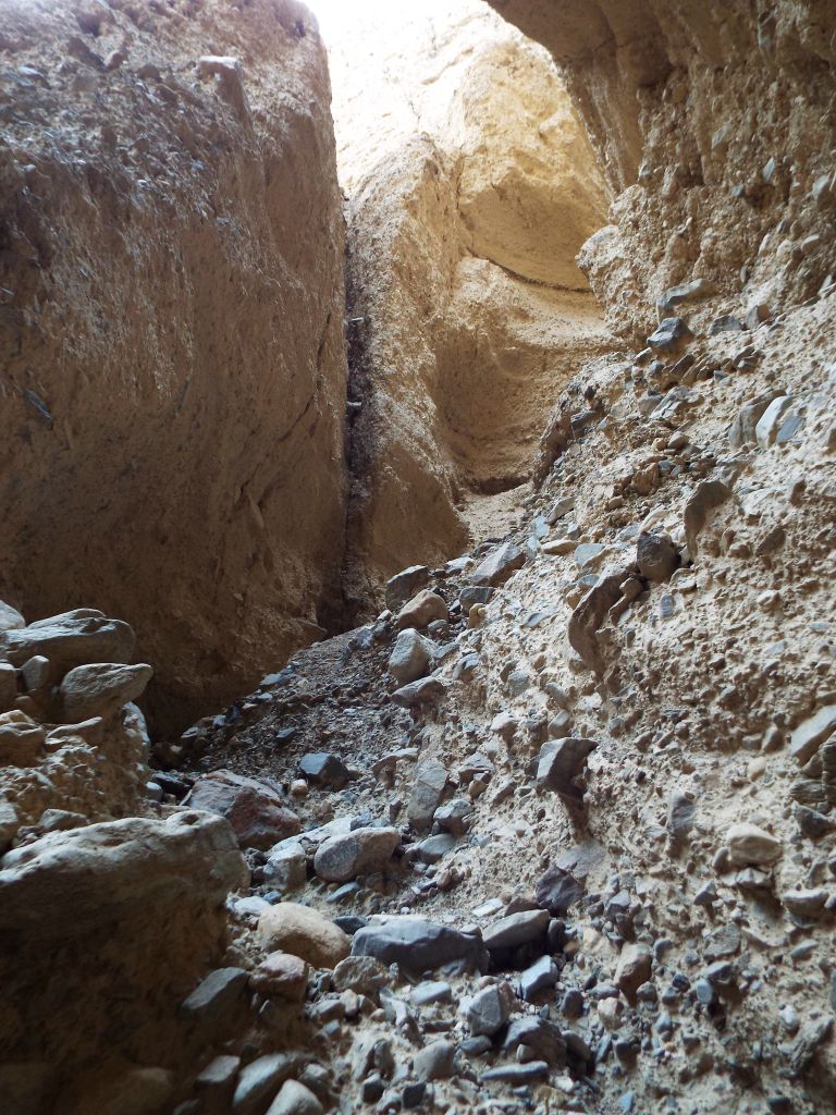 Instead of encountering a quick dry fall, the slot had a steep but manageable climb: