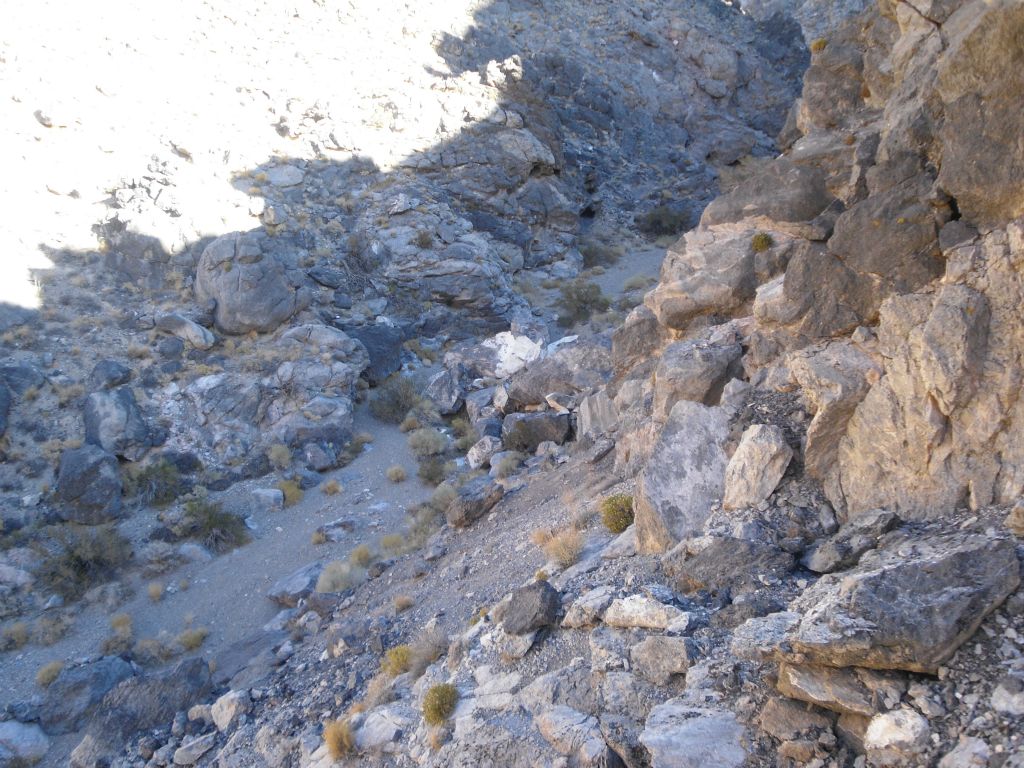 The option to the right is even steeper and has loose scree and small boulders.  I went this way because there was less exposure and I somehow managed to work my way down.  You can see why I rate this bypass as hard in difficulty: