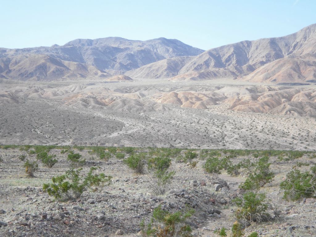 Looking up at the mouth of Contact Canyon from near our parking spot on the Harry Wade Road:
