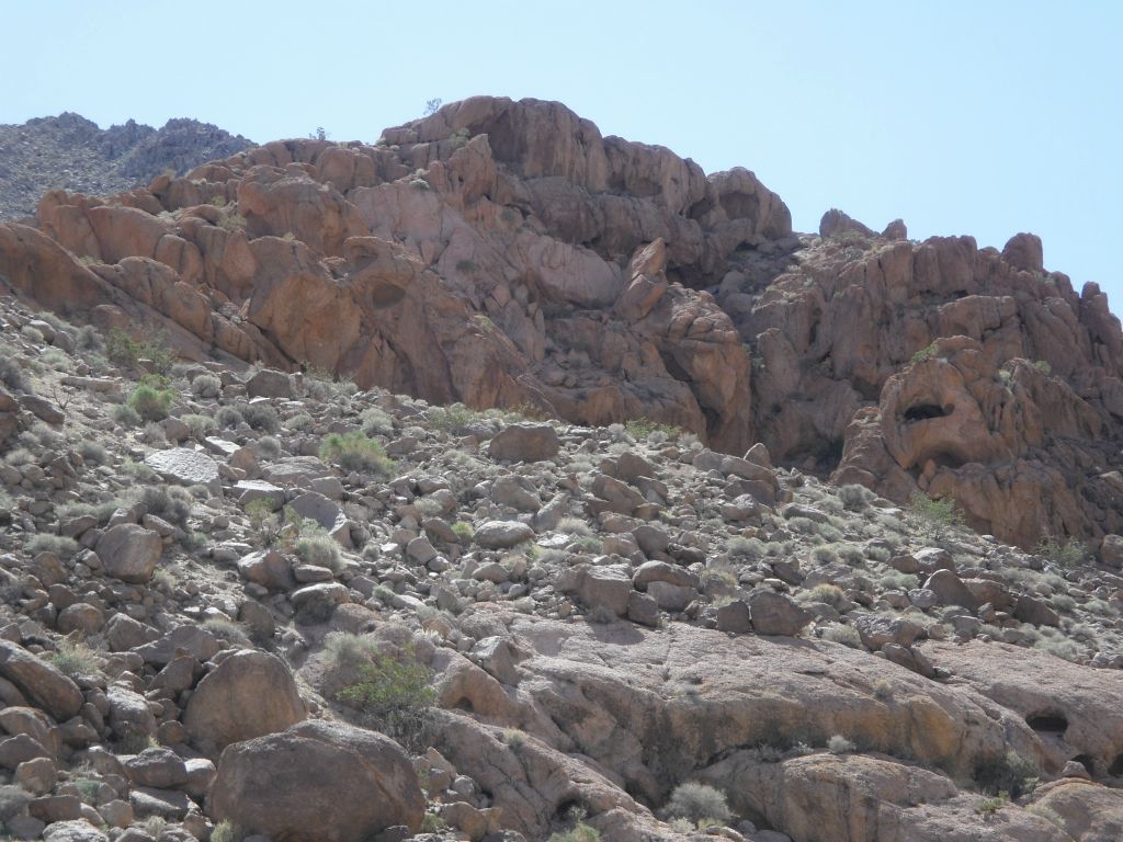 Taking a closer look at some of the rock formations up on the hillside: