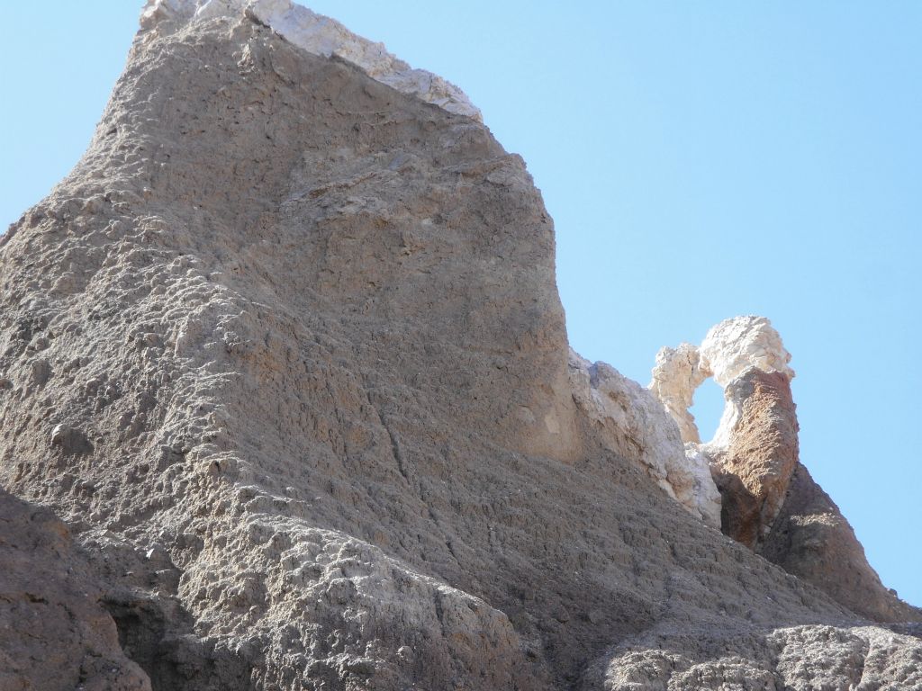 We checked out the right fork first and found this heart-shaped arch high above us.  Die-hard Death Valley hikers might consider this spot for a marriage proposal: