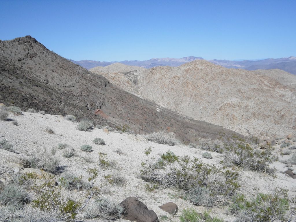 Attaining the ridge and getting our first view of Con BM way off in the distance (bump at the far right corner):
