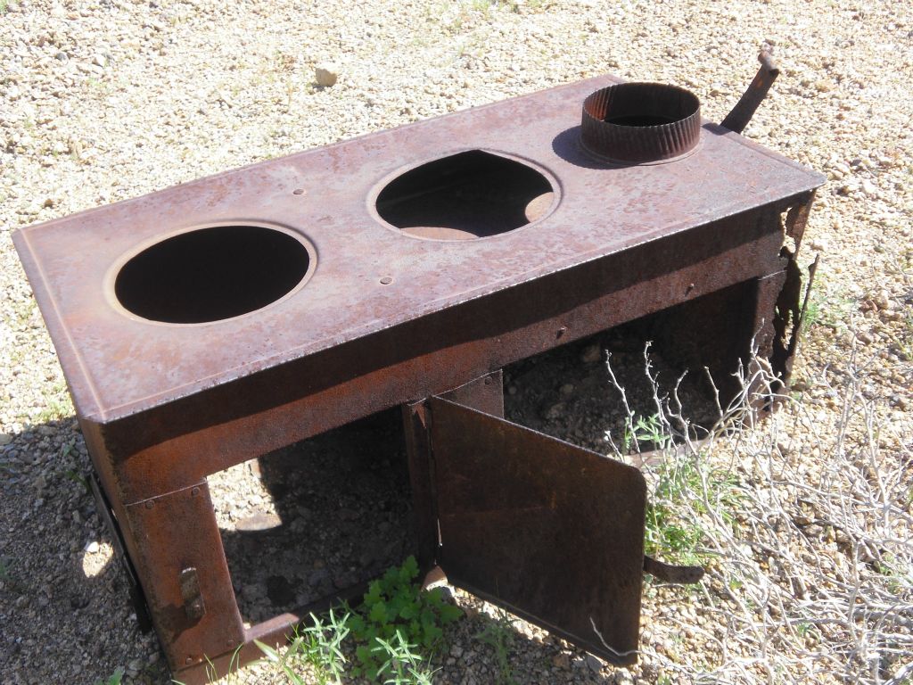 Finding the remains of an old stove out in the middle of nowhere:
