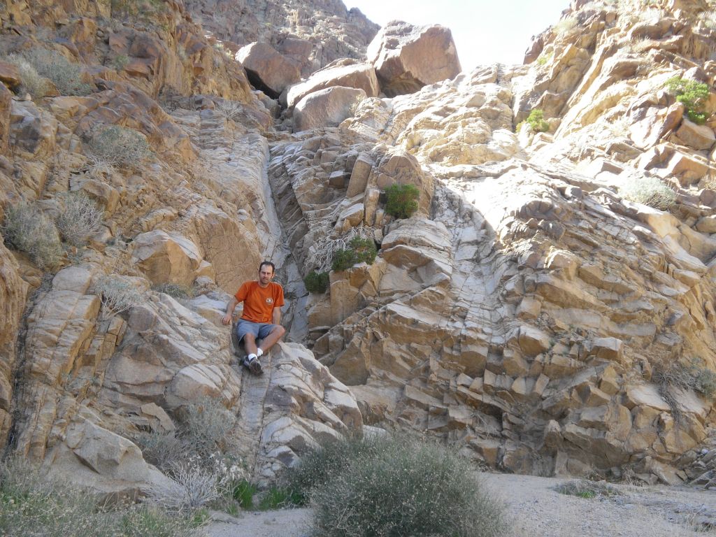 Sitting on the second dry fall, which was higher but also easy to climb: